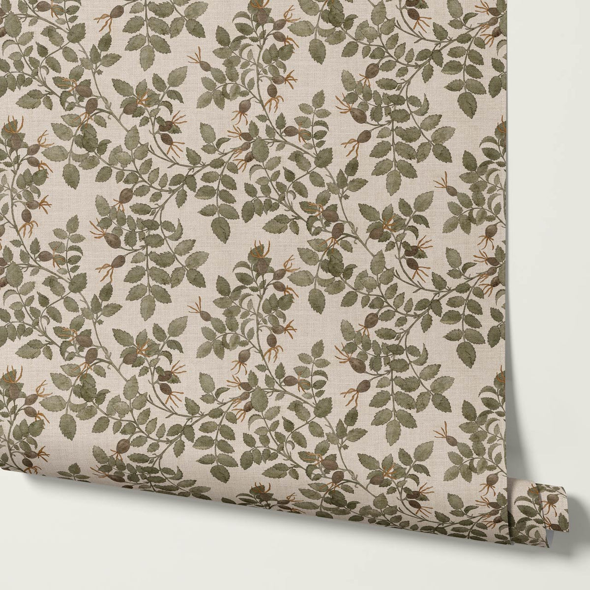 Sonia Wild Rose Trail Linen Bone Sage Earth Wallpaper