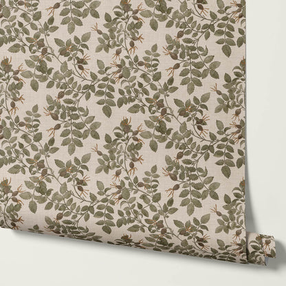 Sonia Wild Rose Trail Linen Bone Sage Earth Wallpaper