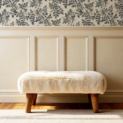 Sonia Wild Rose Trail Linen Taupe Gray Blue Wallpaper