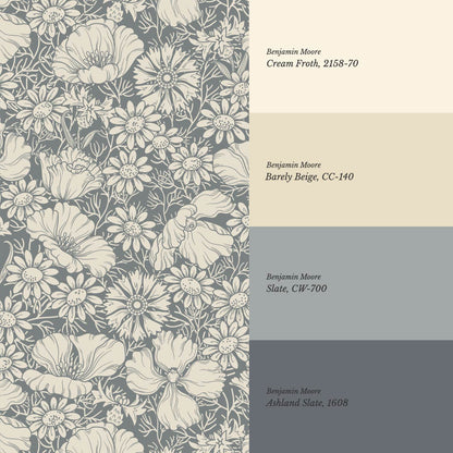 Soovi Wildflowers Slate Cream Wallpaper