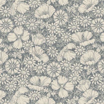 Soovi Wildflowers Slate Cream Wallpaper