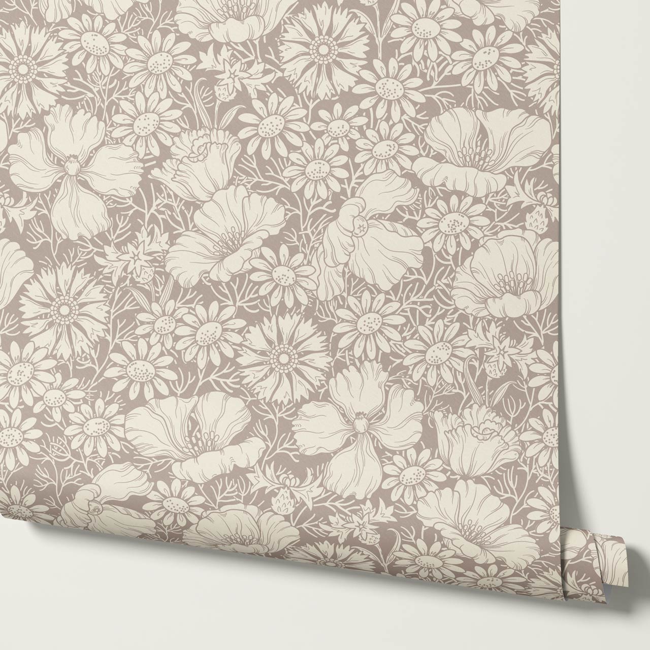 Soovi Wildflowers Pale Mauve Cream Wallpaper