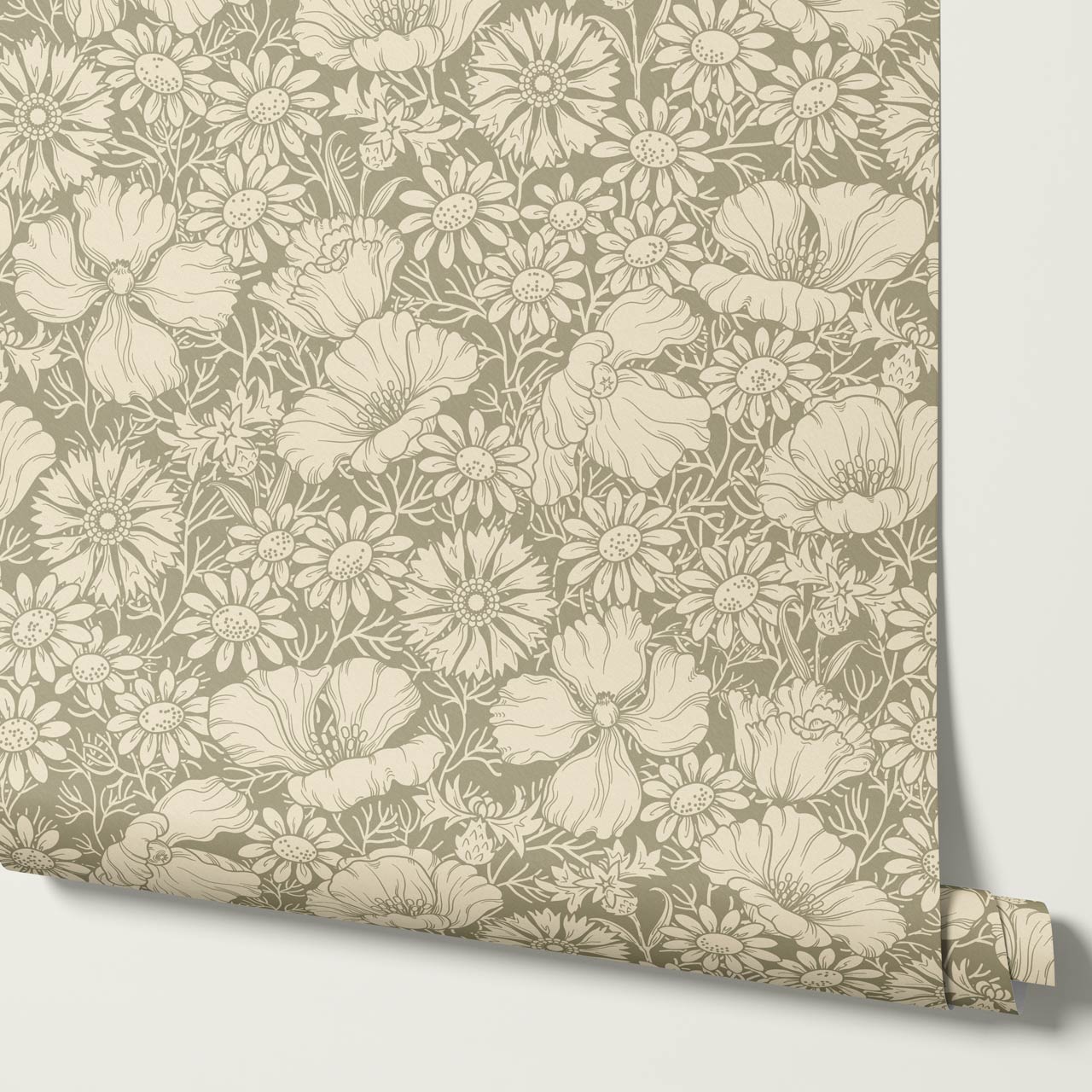 Soovi Wildflowers Sage Butter Wallpaper