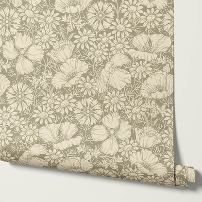 Soovi Wildflowers Sage Butter Wallpaper