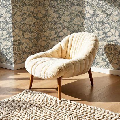 Soovi Wildflowers Slate Cream Wallpaper