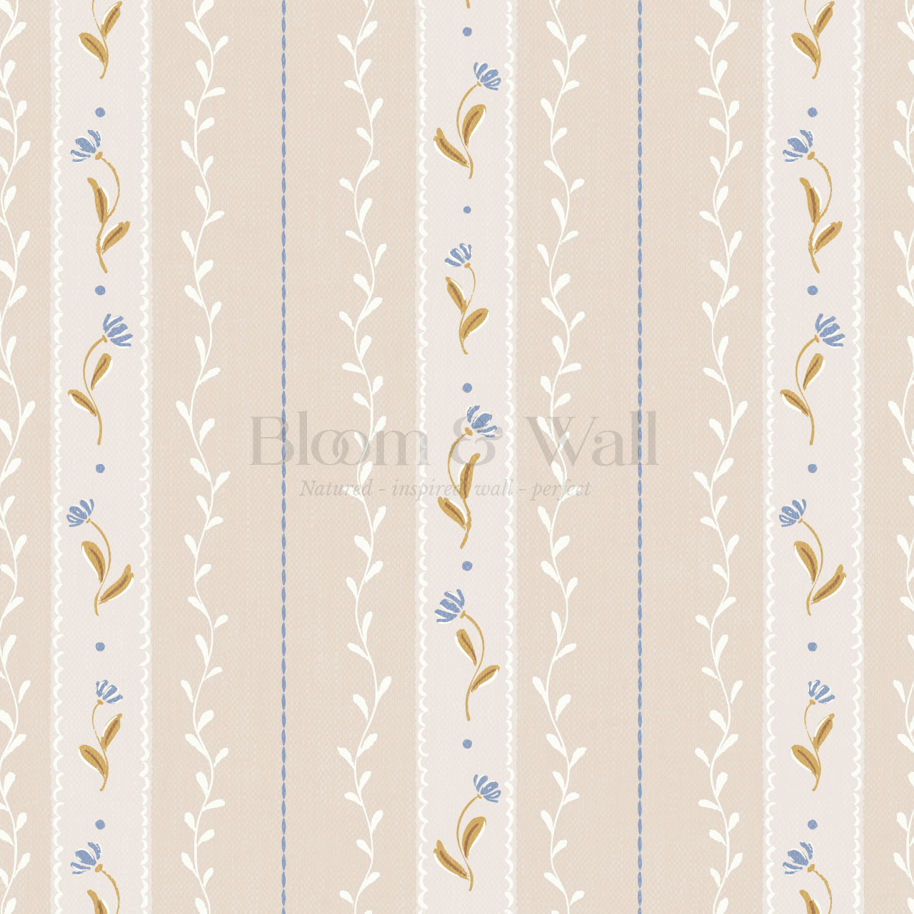 Sophie Bloom Stripes Beige Wallpaper