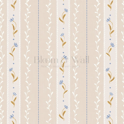 Sophie Bloom Stripes Beige Wallpaper