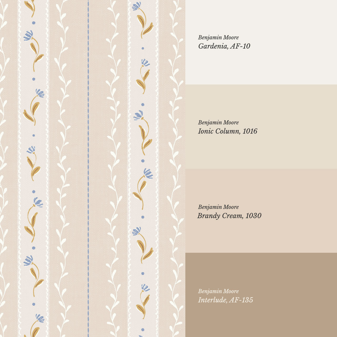 Sophie Bloom Stripes Beige Wallpaper