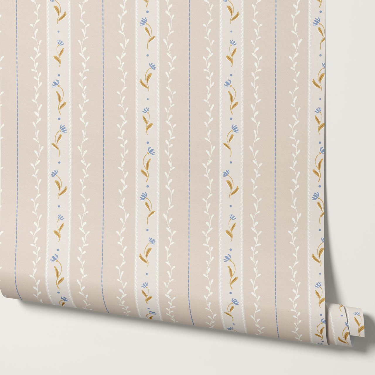 Sophie Bloom Stripes Beige Wallpaper