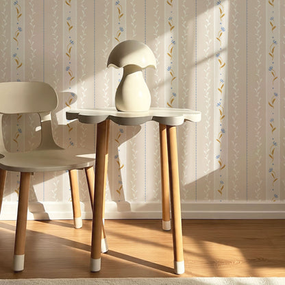 Sophie Bloom Stripes Beige Wallpaper