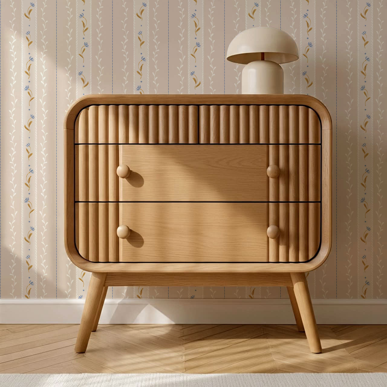 Sophie Bloom Stripes Beige Wallpaper