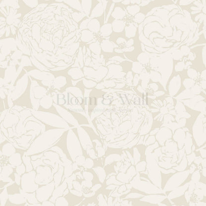 Soraya Peony Rose Floral Beige Cream Wallpaper