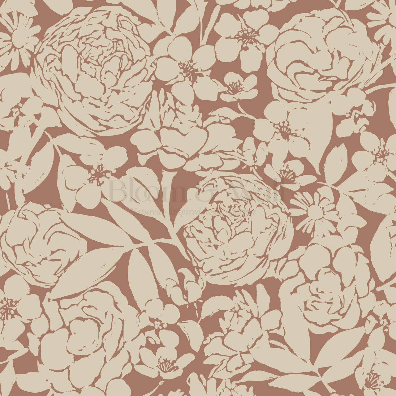 Soraya Peony Rose Floral Mocha Taupe Wallpaper