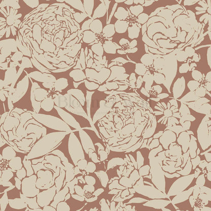 Soraya Peony Rose Floral Mocha Taupe Wallpaper