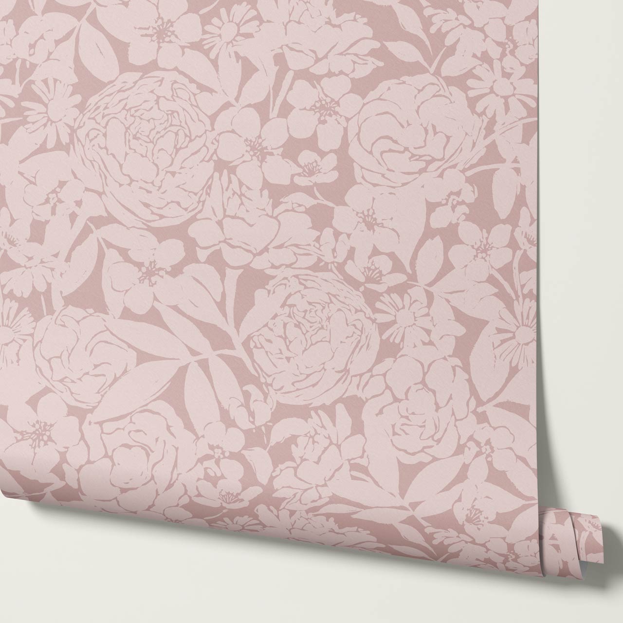 Soraya Peony Rose Floral Berry Pink Wallpaper