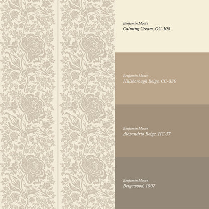 Stella Barely Beige Peony Vines Wallpaper