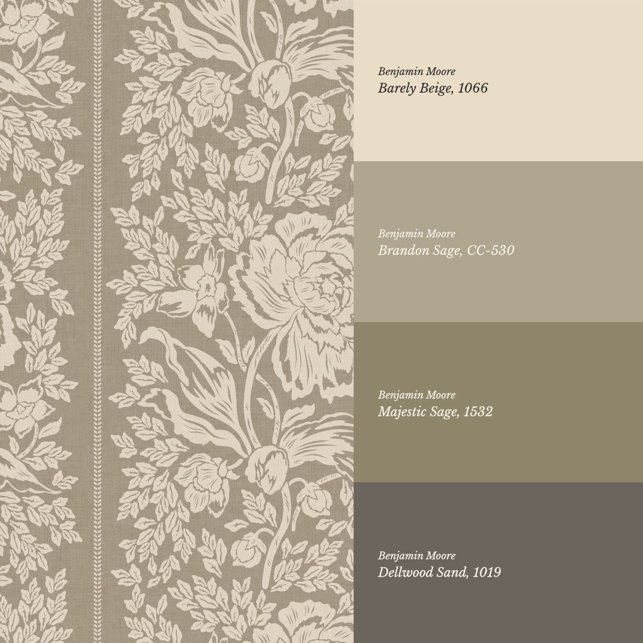 Stella Sage Taupe Peony Vines Wallpaper