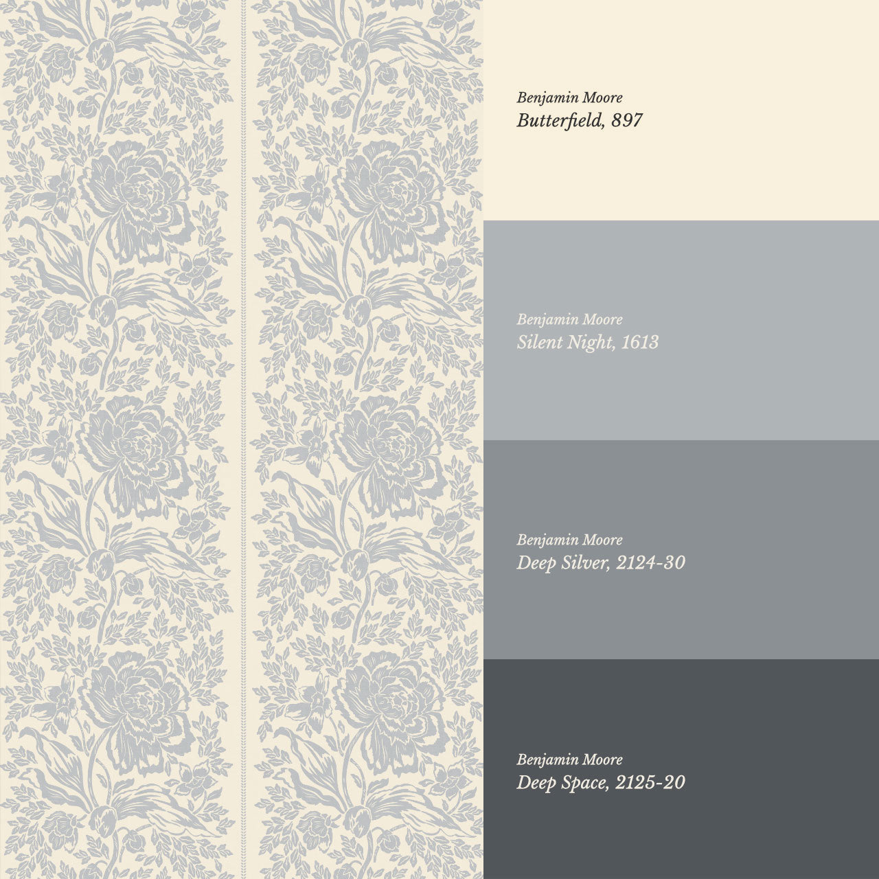 Stella French Blue Peony Vines Wallpaper