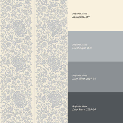 Stella French Blue Peony Vines Wallpaper