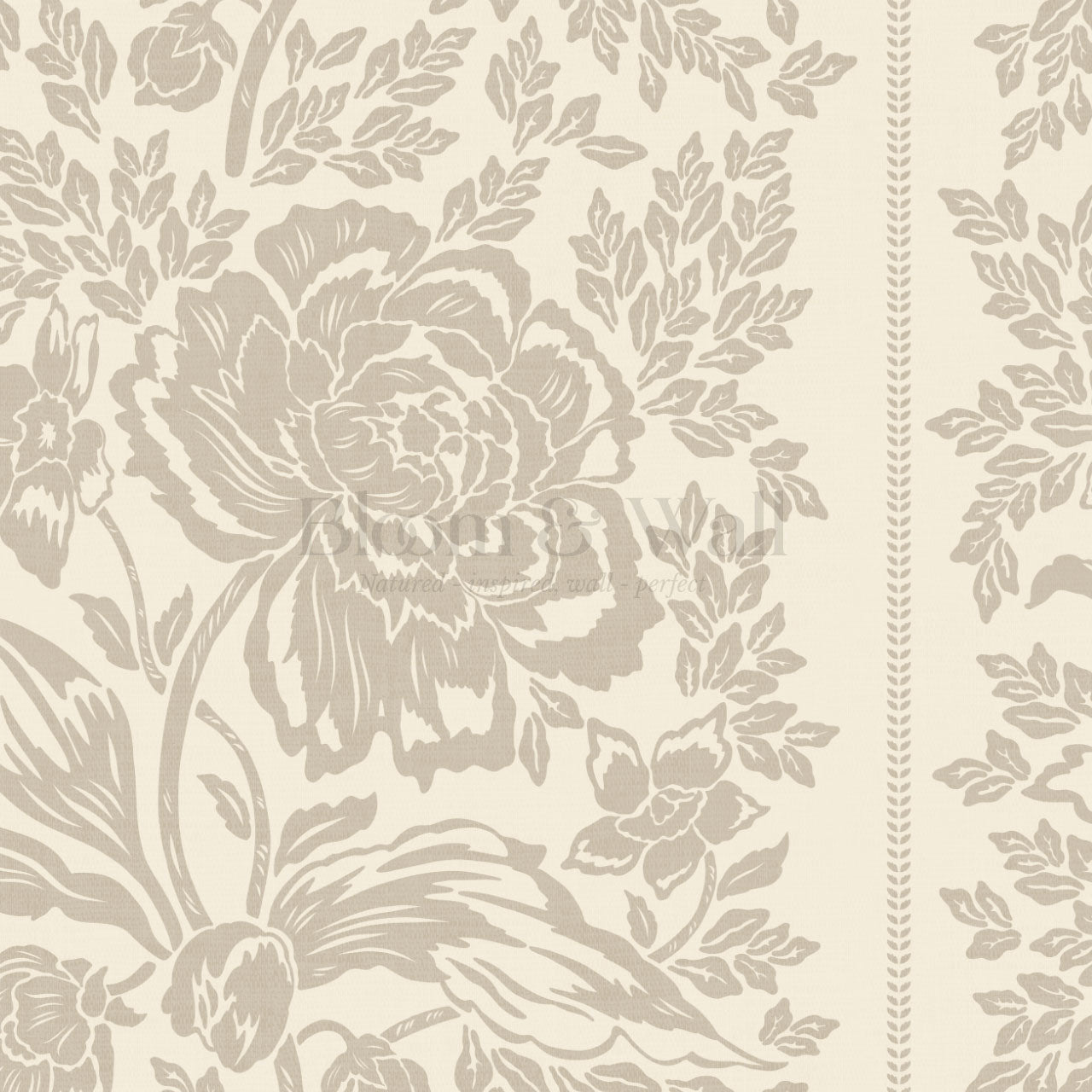Stella Barely Beige Peony Vines Wallpaper