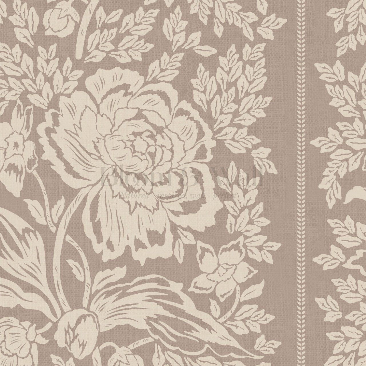 Stella Smokey Mauve Peony Vines Wallpaper