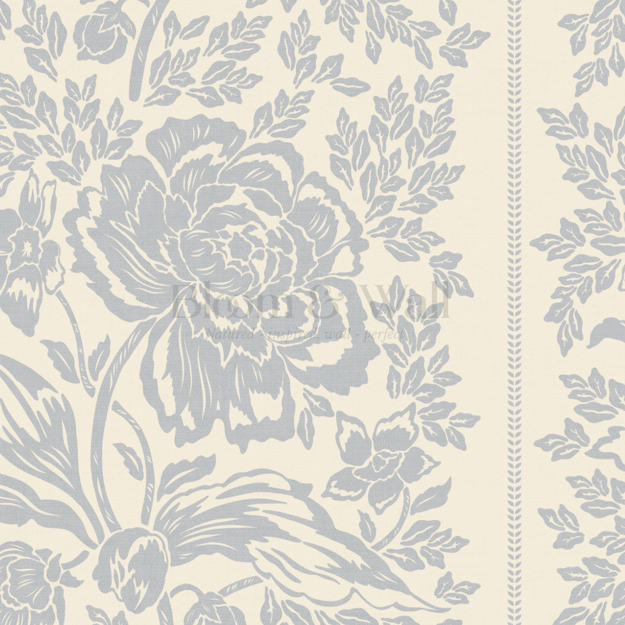 Stella French Blue Peony Vines Wallpaper