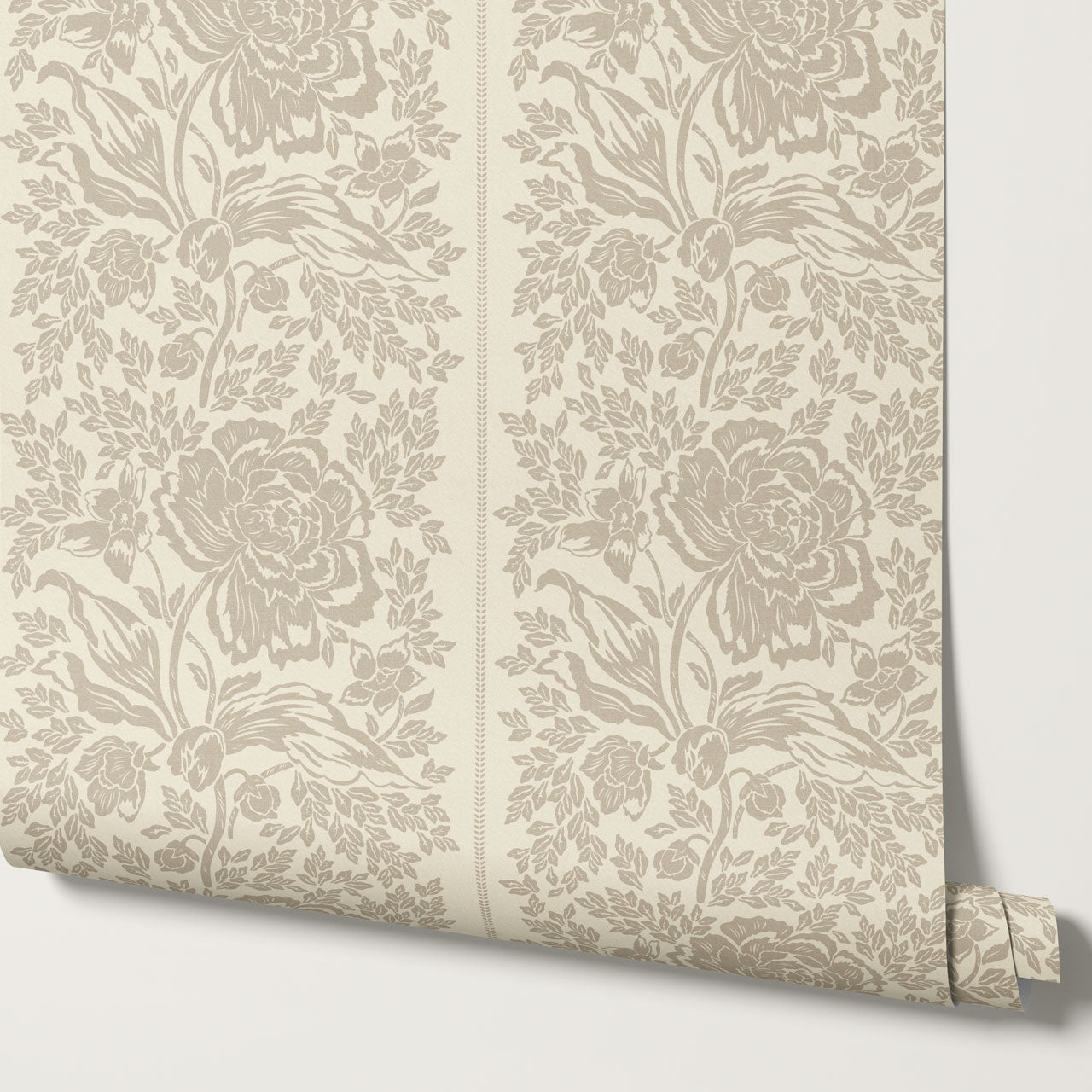 Stella Barely Beige Peony Vines Wallpaper