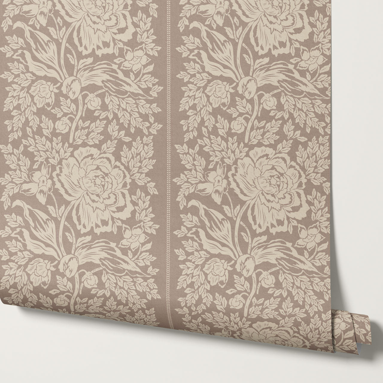 Stella Smokey Mauve Peony Vines Wallpaper