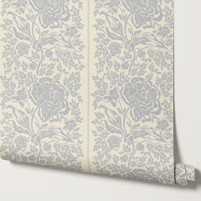 Stella French Blue Peony Vines Wallpaper