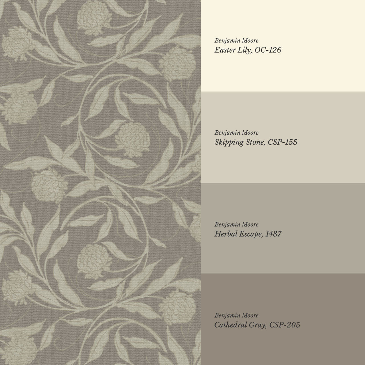 Stoneleigh Blooming Vines Dark Stone Wallpaper
