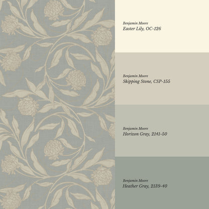 Stoneleigh Blooming Vines Dusty Stone Wallpaper
