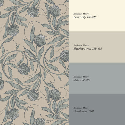 Stoneleigh Blooming Vines Dusty Blue Wallpaper