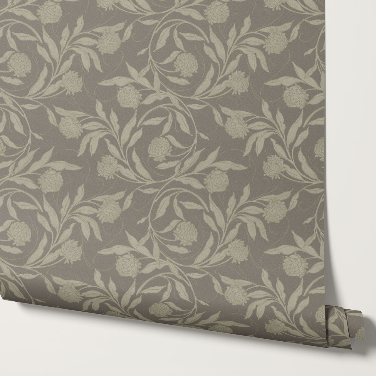 Stoneleigh Blooming Vines Dark Stone Wallpaper