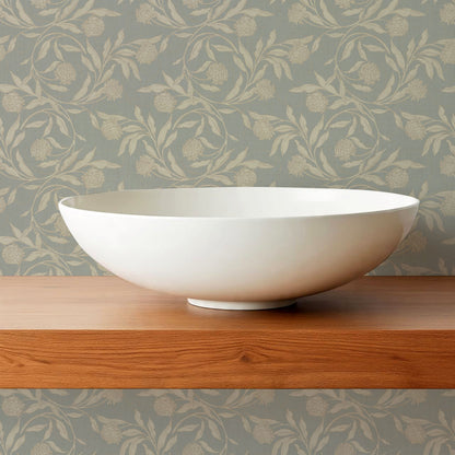 Stoneleigh Blooming Vines Dusty Stone Wallpaper
