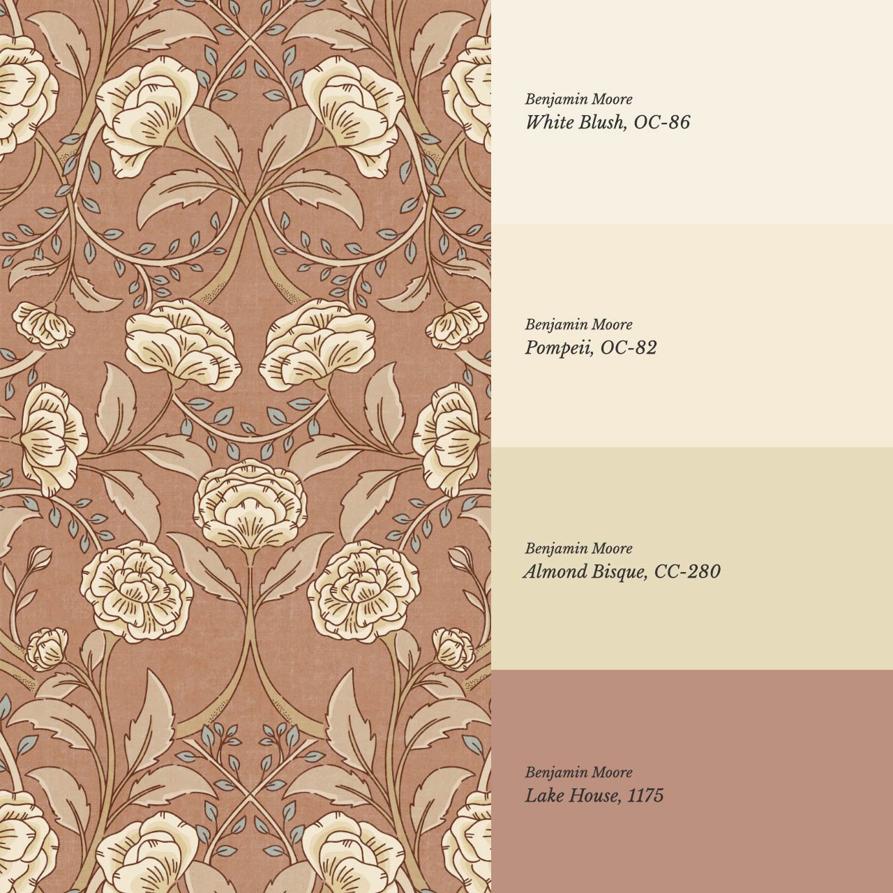 Sue Heritage Peony Floral Cinnamon Brown Wallpaper