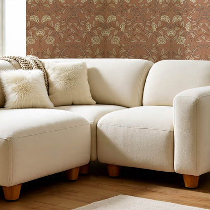 Sue Heritage Peony Floral Cinnamon Brown Wallpaper
