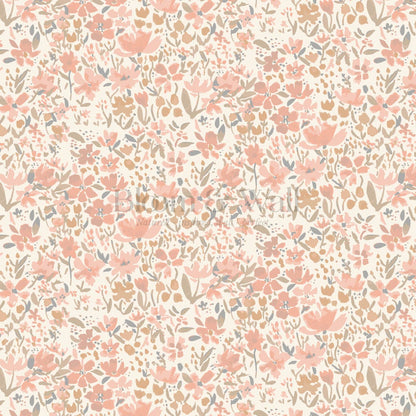 Tatum Blooming Field Coral Wallpaper