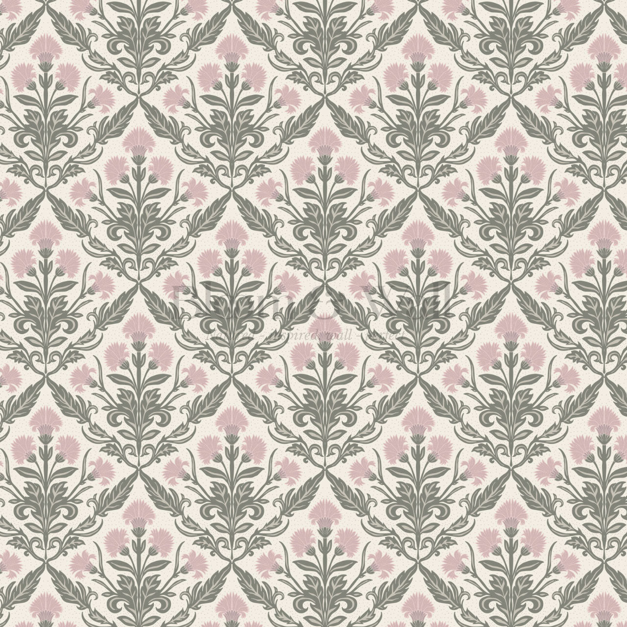 Summer Thistle Damask Pink Wallpaper
