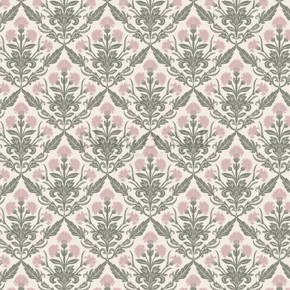Summer Thistle Damask Pink Wallpaper