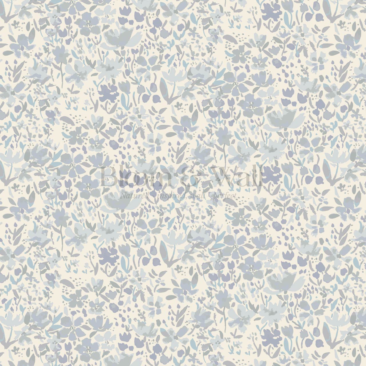 Tatum Blooming Field Dove Blue Wallpaper