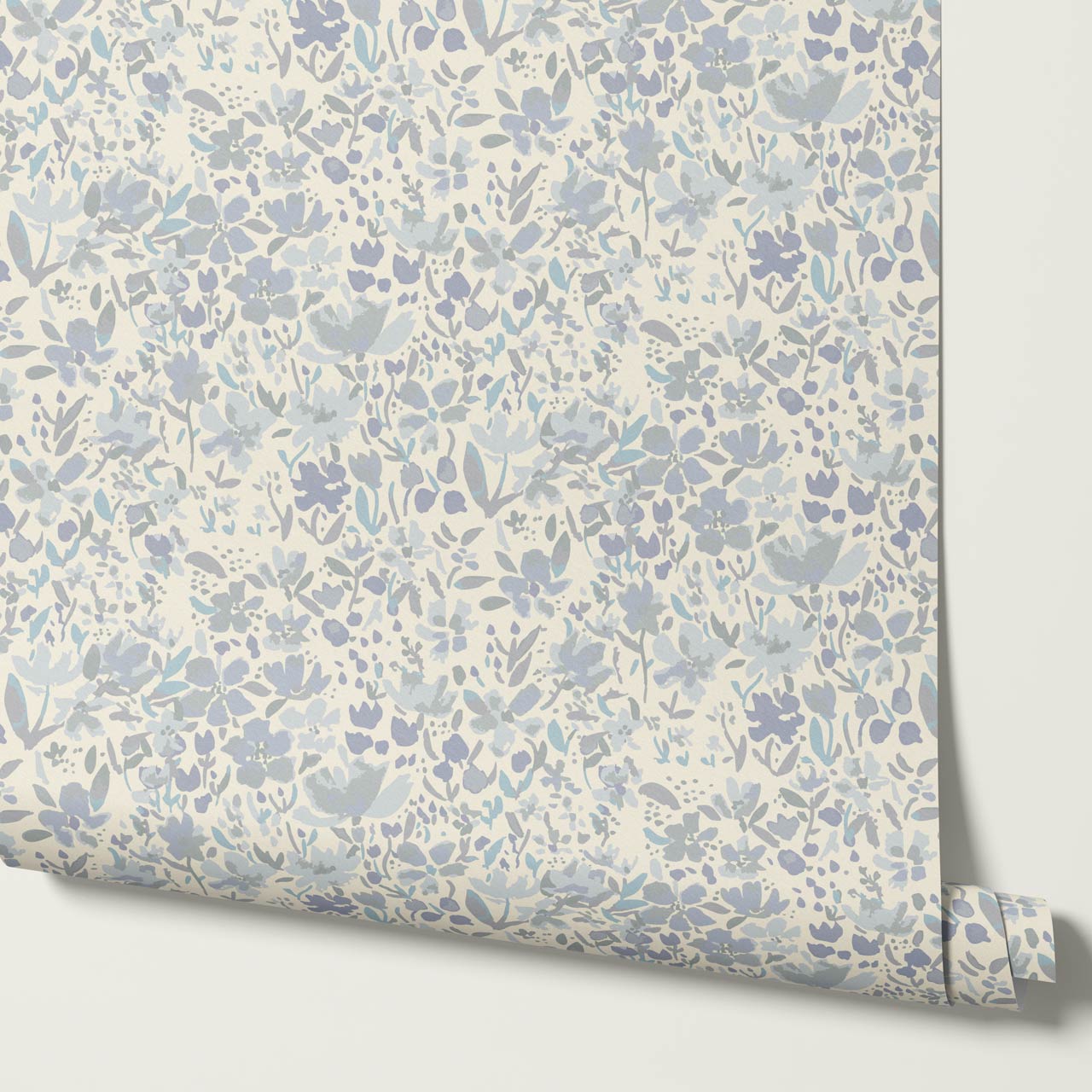 Tatum Blooming Field Dove Blue Wallpaper