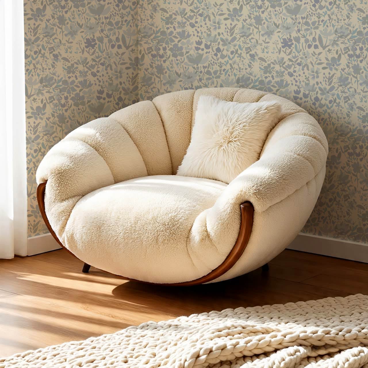 Tatum Blooming Field Dove Blue Wallpaper