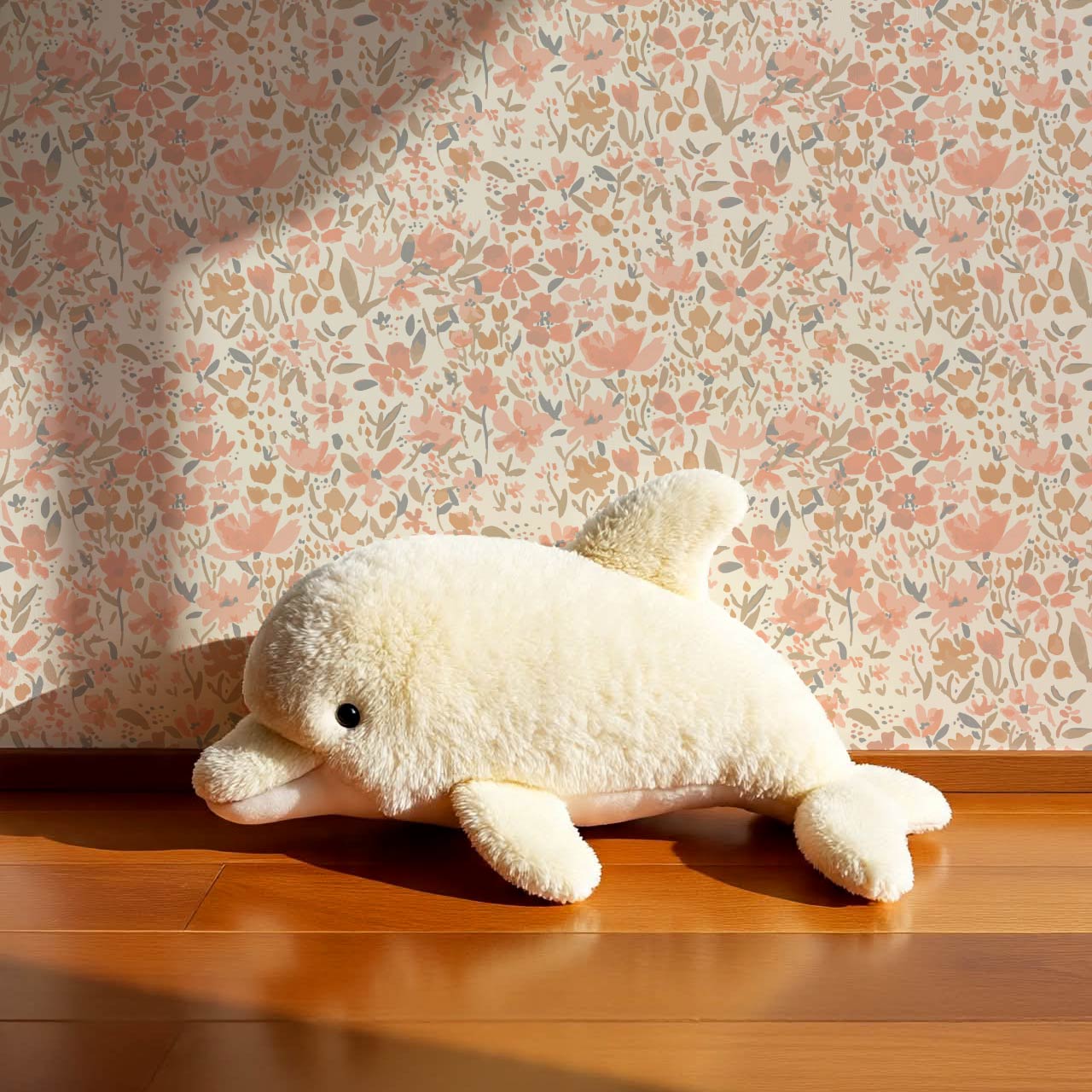 Tatum Blooming Field Coral Wallpaper