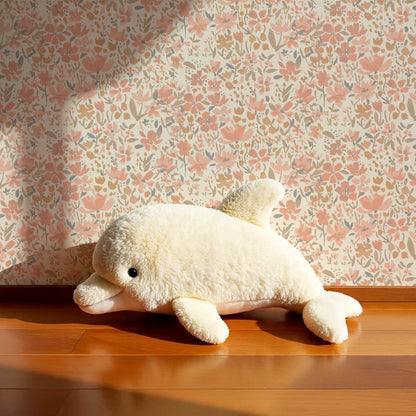 Tatum Blooming Field Coral Wallpaper