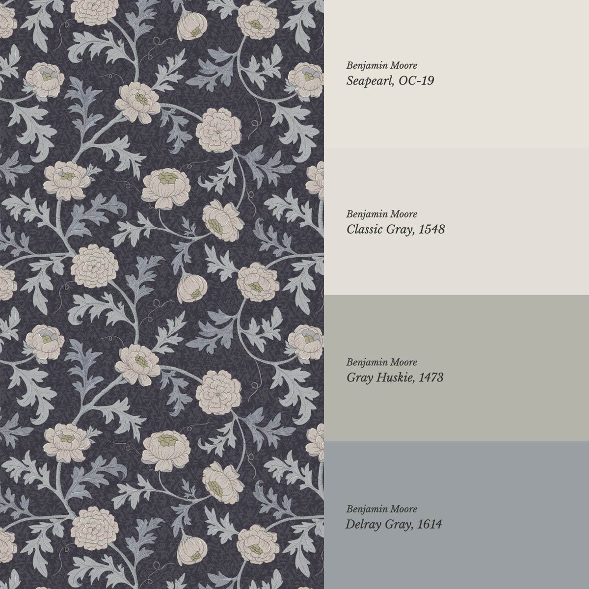 Susana Twining Garden Midnight Blue Beige Wallpaper