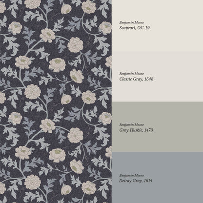 Susana Twining Garden Midnight Blue Beige Wallpaper