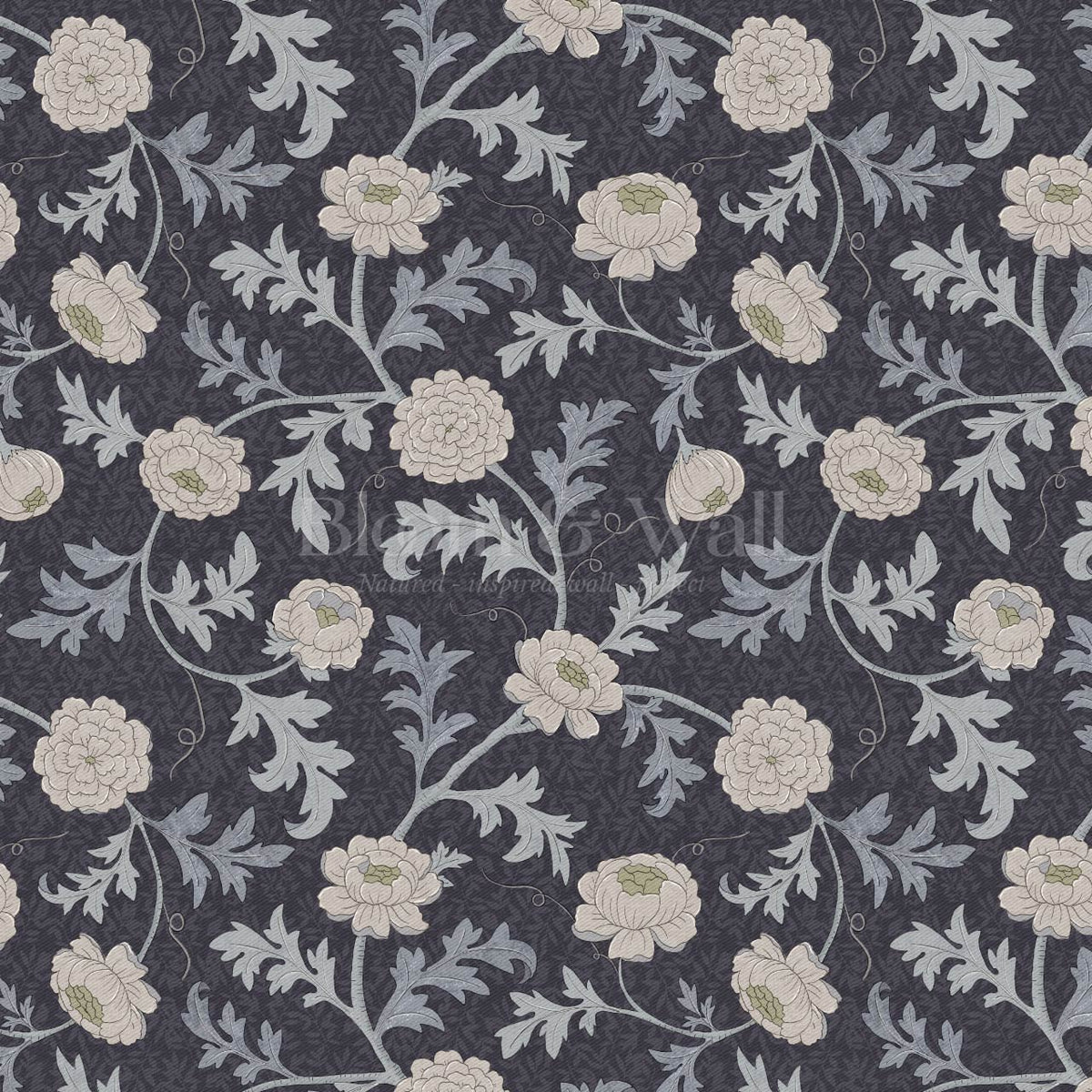 Susana Twining Garden Midnight Blue Beige Wallpaper