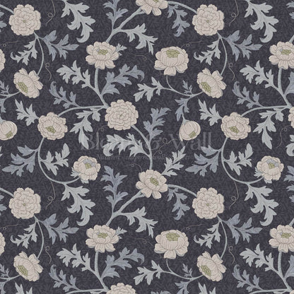 Susana Twining Garden Midnight Blue Beige Wallpaper