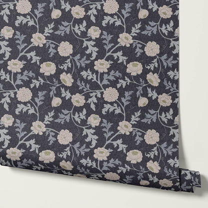 Susana Twining Garden Midnight Blue Beige Wallpaper