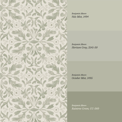 Suzette Botanicals Soft Green Wallpaper